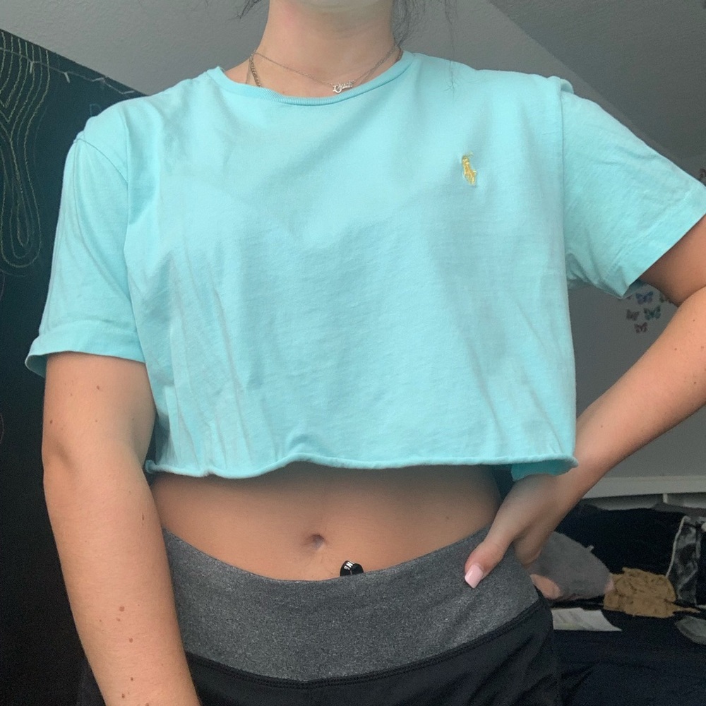 POLO light blue cropped t shirt